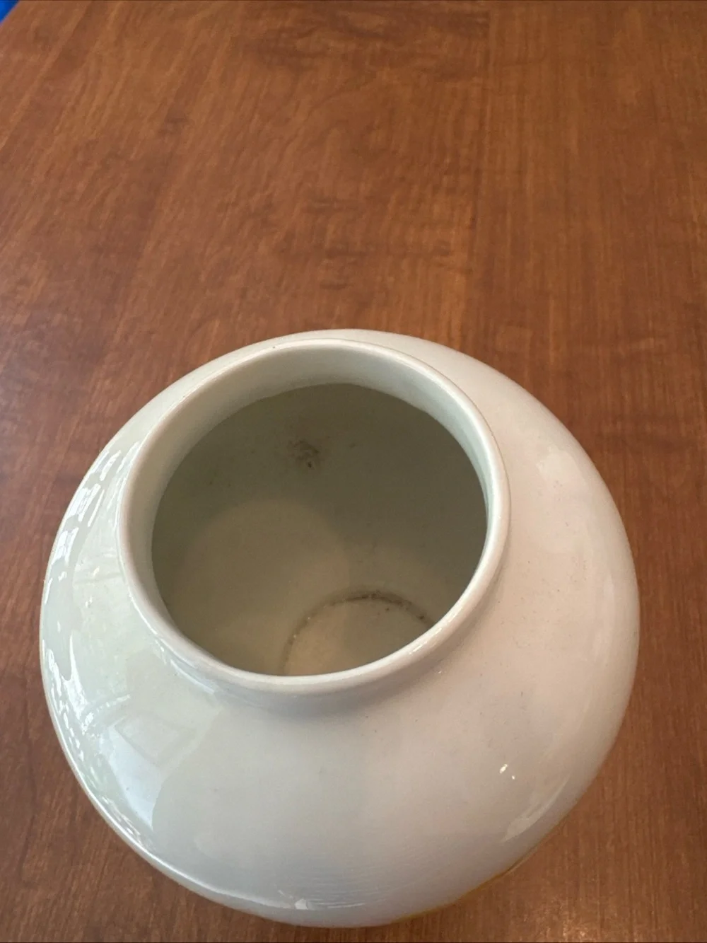 Porcelain Floral Ginger Jar in White with Orange and Green Accents